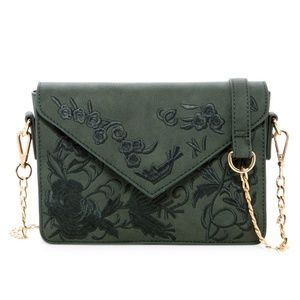 Arabella Embroidered Vegan Leather Clutch